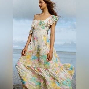 Spell Lei Lei frill gown in cream floral.  Size S. EUC.